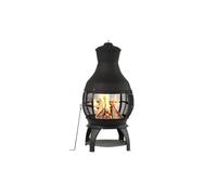 Chimenea de leña para exteriores, patio, pequeña hoguera de 22 pulgadas de ancho x 45.7 pulgadas de alto, color negro