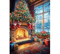 Chimenea de Navidad Puzzle 500 Piezas Cartón Blanco Premium para Expertos Animales de Paisaje Natural Eventos Team Building Ejercita La Mente Hobby Y Ocio 500 PCS