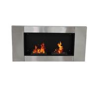 Chimenea de Pared Bioetanol 110x54x14'5cm Acero Inoxidable 2 Quemadores Gel Bioetanol Etanol Aosom España