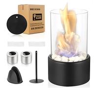 Chimenea de sobremesa, Chimenea de bioetanol de sobremesa para Interior-Exterior con Almohadillas de PU, Piedras Decorativas y 2 cámaras de combustión, para Balcones, terrazas, Pisos, Jardines
