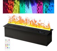 Chimenea de vapor con nebulización 3D y llama simulada, 5 niveles ajustables, temporizador, pantalla táctil, llenado automático de agua