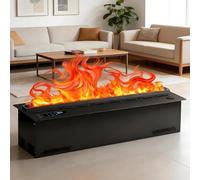 Chimenea De Vapor De Agua 3D con 128 Colores De Llama Ajustables Y 5 Niveles De Brillo, Acero Inoxidable Cepillado, Control TáCtil, para Oficina, Hogar Y Hotel,100cm/39.37inch