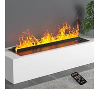 Chimenea de Vapor de Agua, Chimenea eléctrica, Chimenea eléctrica incorporada, Efecto de Llama 3D, Control Remoto de Chimenea con [120 cm, Negro]