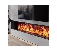 Chimenea de vapor de agua empotrada en el hogar chimenea eléctrica de llama atomizada realista realista, tacto/control remoto, temporizador, ajuste de llama, decoración negra (pequeña) FANDIAO