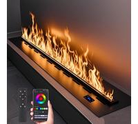 Chimenea de vapor de agua, llama de atomización 3D, chimenea eléctrica regulable con control remoto y panel táctil, aplicación, simulación de llama de 64 colores para decoración de interiores