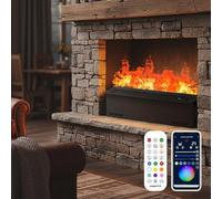 Chimenea de vapor empotrada, chimenea de niebla de agua 3D con niebla táctil y vapor de acero inoxidable, llama de 9 colores con volumen de niebla ajustable, 50 cm para uso en interiores