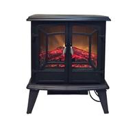 Chimenea decorativa Chimenea eléctrica independiente con efecto de llama y leña 3D, portátil for interiores, color negro