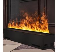 Chimenea decorativa de vapor de agua 3D. Chimenea eléctrica decorativa de vapor de agua con llama atomizada 3D, panel ultrafino de 3 mm, sin calefactor, ideal para el hogar, la oficina y el hotel (120