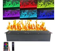 Chimenea decorativa de vapor de agua 3D, chimeneas eléctricas, llama realista atomizada, panel ultrafino, chimenea de vapor empotrada, entrada/salida de agua automática, para el hogar y la oficina (