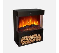 Chimenea Eléctrica Abrila COLUMBIA 1800W Negro Cristal Templado