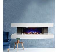 Chimenea eléctrica Blanca Paula Grande ElectricSun chimeneas eléctricas de Pared Modernas L150xH46x31cm, Dispositivo de Sonido