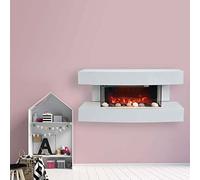 Chimenea eléctrica Blanca Paula pequeña ElectricSun chimeneas eléctricas de Pared Modernas, con Sonido, 10 Colores, con aplicación, L81xH41x22cm