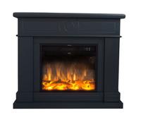 Chimenea eléctrica completa con inserto eléctrico 1500 con efecto de llama superrealista y revestimiento de madera mdf gris oscuro. chimenea de diseño con mando a distancia. hecho de madera mdf de alt