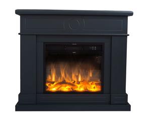 Chimenea eléctrica completa con inserto eléctrico 1500 con efecto de llama superrealista y revestimiento de madera mdf gris oscuro. chimenea de diseño con mando a distancia. hecho de madera mdf de alt