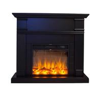 Chimenea eléctrica completa con inserto eléctrico de 1500 w con efecto de llama superrealista y cornisas de madera mdf de color negro intenso. mando a distancia incluido, sólo se puede utilizar el efe