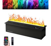 Chimenea eléctrica con control remoto, temporizador, aplicación inteligente, humidificador, llenado automático de agua para calefacción del hogar y control de humedad del aire