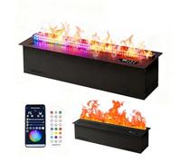 Chimenea eléctrica con llama 3D, colores ajustables, panel táctil, aplicación y control remoto para ambiente del hogar y humidificación