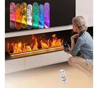 Chimenea Eléctrica Con Llama A Vapor 3D Realista, RGB Multicolor, Temporizador Y Control APP, Chimenea De Vapor De Agua Decorativa Para Salón, Oficina Y Hotel(120CM)