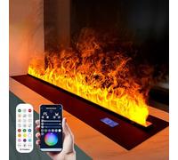 Chimenea eléctrica con llama de vapor de agua, 9 colores, aplicación y control remoto, panel táctil, diseño de acero inoxidable para decoración del hogar