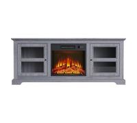 Chimenea Eléctrica Con Mueble Aparador Rustico Color Gris