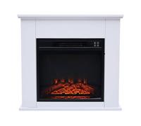 PUR LINE | Chimenea Eléctrica de Suelo 2000W CHE-610 Diseño Clásico, Acero Lacado Blanco - Chimenea Eléctrica Mando a Distancia y Temporizador