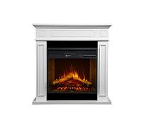 Chimenea eléctrica de suelo JEFFERSON de madera blanca 89,5 x 90,5 x 28