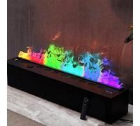 Chimenea Eléctrica De Vapor De Agua 3D,Chimenea Con Efecto De Llama LED Multicolor,Humidificador De Chimenea Con Llenado Automático De Agua,Control Remoto/Táctil,150x24x18cm/59x9.4x7in