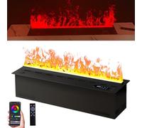 Chimenea eléctrica de vapor de agua 3D con efecto de llama LED multicolor, humidificador atomizador, aplicación inteligente, control remoto, control táctil, panel ultrafino