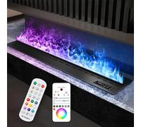 Chimenea eléctrica de vapor de agua 3D con llama atomizada realista, con control remoto, aplicación inteligente/llenado automático táctil, bajo nivel de ruido, 120 cm