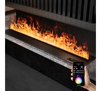 Chimenea eléctrica de vapor de agua, atomizadora 3D con llamas de varios colores ajustables, humidificador, llenado automático de agua, bajo nivel de ruido y llama palpable,1500mm-multicolor-app