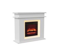 Chimenea eléctrica, efecto llama 3D realista, chimenea decorativa independiente con temporizador, 20 colores de luces LED, chimenea eléctrica de esquina, manto de chimenea, 101 x 34,5 x 88 cm (blanco