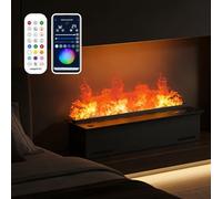 Chimenea Eléctrica Empotrada De Vapor De Agua 3D Con 9 Colores Cambiantes | Aplicación Y Control Remoto | Suministro Automático De Agua | Llama Simulada 3D - Niebla De Agua Táctil 100cm/39.3in