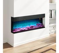 Chimenea Eléctrica Empotrada Homcom Con Efecto De Llama 3D Ajustable, 1800 W, Silenciosa, Para Suelo Y Pared, Con Apagado Negro