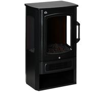 Chimenea eléctrica HOMCOM, llamas realistas, 2 niveles de calefacción, protección contra sobrecalentamiento, Acero, Negro, 44,5 x 32 x 74cm