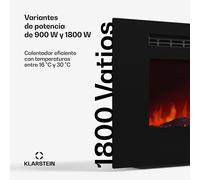 Klarstein Galeras Smart Chimenea Eléctrica De Pared - 1800W, Llamas LED Realistas, Control por App & Mando, Colores & Brillo Ajustables, Protección Sobrecalentamiento