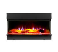 Chimenea Eléctrica Mural Multimedia Moderna Negra de 33" con Leños y Cristales Decorativos - Luxe - ECOSO de Hudson Reed
