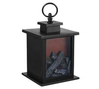 Chimenea eléctrica pequeña con efecto de llama realista, farol LED para chimenea, horario, funciona con pilas, pequeña falsa para decoración de mesa del hogar