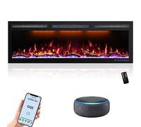 Chimenea Eléctrica WiFi Crystal 50 Pro, Empotrada o de Pared, Ultradelgada 14 cm, 750/1500 W, 6 Colores de Llama y 13 Colores de Brasas, Control por App, Compatible con Alexa y Smart Home (127 cm)