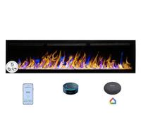 Chimenea Eléctrica WiFi Crystal 72 Pro, Empotrada o de Pared, Ultradelgada 14 cm, 750/1500 W, 6 Colores de Llama y 13 Colores de Brasas, Control por App, Compatible con Alexa y Smart Home (183 cm)