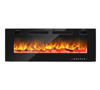 Chimenea Eléctricas, Chimenea Eléctrica de Pared con Calentador,12 Modos de Color, Efecto de Llama LED, 750W/1500W, Protección contra sobrecalentamiento