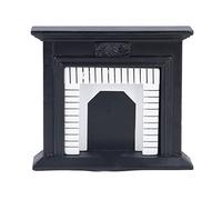 Chimenea en Miniatura para casa de muñecas 1:12, Chimenea Retro en Madera de Abedul Blanco y Negro para decoración de Casas de muñecas, Mueble en Miniatura de Estilo Vintage con