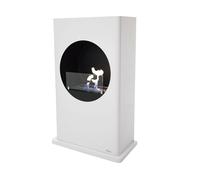 Chimenea fabricada en acero lacado blanco y diseño rectangular. se trata de un modelo moderno y personal que ayudará a crear un ambiente único y especial. incluye un depósito de 1.5l y su potencia cal