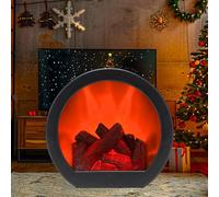 Chimenea LED, Chimenea Decorativa LED, Chimeneas Eléctricas con Efecto Llama de Fuego, USB y Baterías, Simulación de Chimeneas, Decoración de Navidad Invierno, Decoración del Hogar (Redonda)