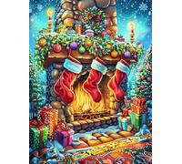 Chimenea navideña con medias Rompecabezas 300 Piezas Cartón Para Toda La Familia Cuento de hadas de acompañamiento mágico Juego Compartir Estimulación Cognitiva Regalo Fin De Año Mejor Valorado 300 PC