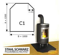 Placa Base Para Chimenea Protector Contra Chispas De Acero Negra - C3