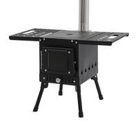 Chimenea plegable para camping al aire libre, estufa de camping portátil, con tubos de chimenea independientes y 1 par de guantes, rango de altura ajustable 36 - 56 cm, ancho total 55 cm