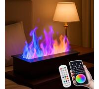 Chimenea Vapor Agua, Chimenea Atomizadora 3D, Chimenea Eléctrica Empotrada con Control Remoto Y Aplicación, con Temporizador, Simulación Llama Táctil, 9 Colores Y Ajuste De Llama 50cm/19.6in