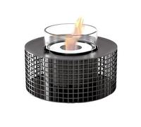 Chimeneas Chimenea de sobremesa pequeña de 25 cm, Moderna y Redonda, portátil, con mampara de Cristal, Color Blanco y Negro Moderna Decoración(Negro)