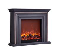 Chimeneas, Chimenea eléctrica, Chimenea eléctrica Independiente con repisa, Inserto Calefactor extrafino, Chimenea Decorativa Moderna Gris con Llamas 3D Inteligentes