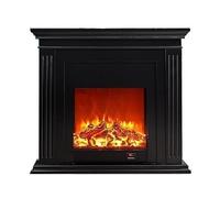 Chimeneas eléctricas, Chimenea eléctrica Europea Negra 90/120 cm con repisa, chimeneas Decorativas LED Independientes con Llama Ajustable, decoración Inteligente con Llama 3D